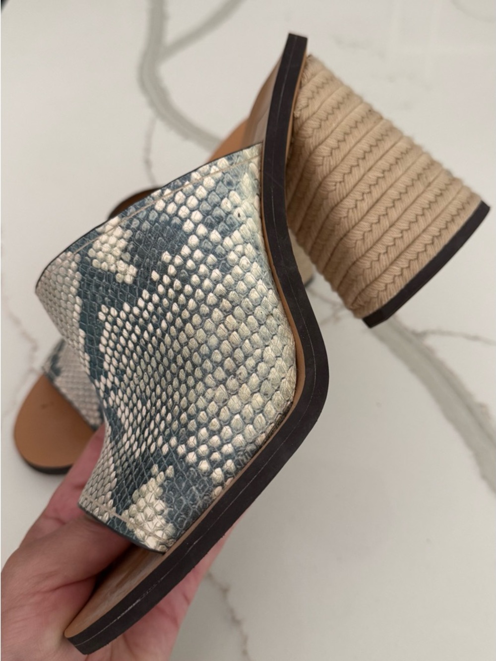 Women's Metallic Snake-Print Slide Heel - Gold/Green